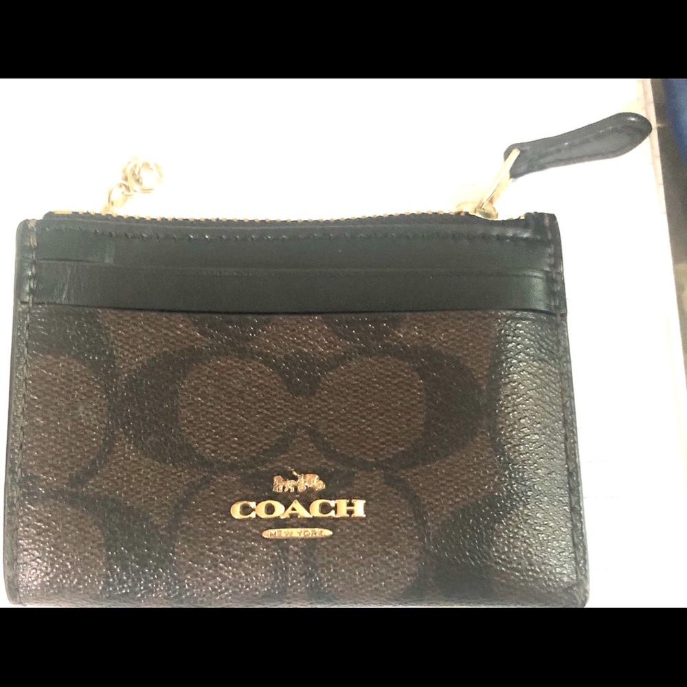 Coach Mini Skinny Id Case Khaki Signature Canvas